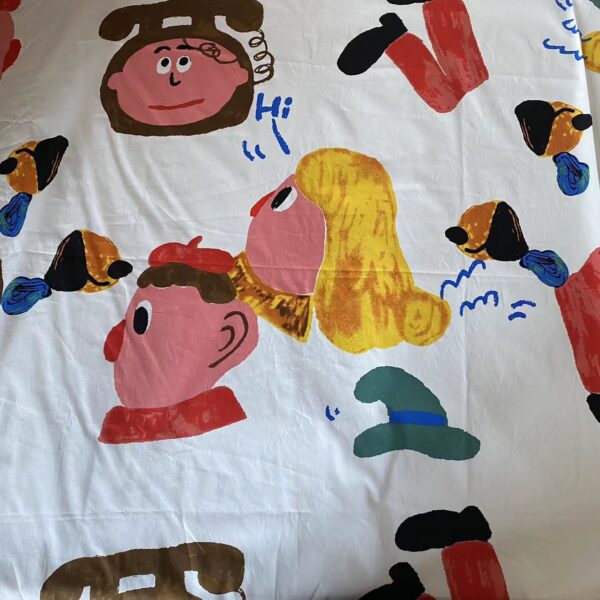 Cartoon Face Print Cotton Poplin Fabric – For Kids’ Clothing, Dresses & Pants