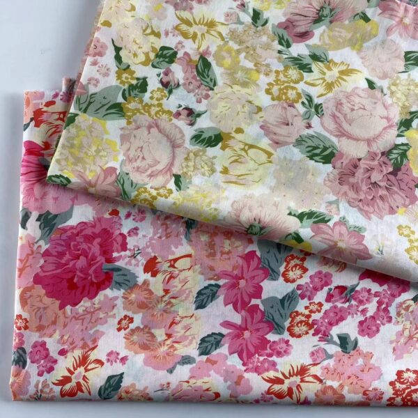 Large Floral Print Cotton Poplin Fabric – 100% Cotton for Dresses & Kidswear
