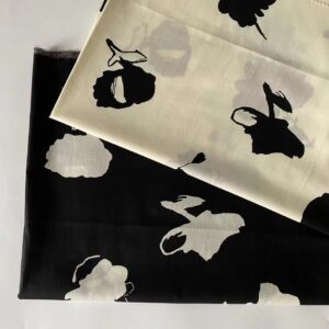 Vintage Hong Kong Style Black & White Botanical Cotton Poplin Fabric – 100% Cotton