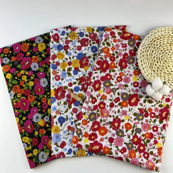 100% Cotton Printed Poplin Fabric — Floral Country Style Dress Material