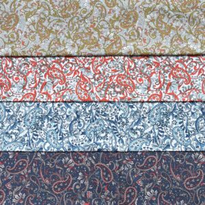 Vintage Paisley Cotton Poplin Fabric — DIY, Shirt & Headscarf Material