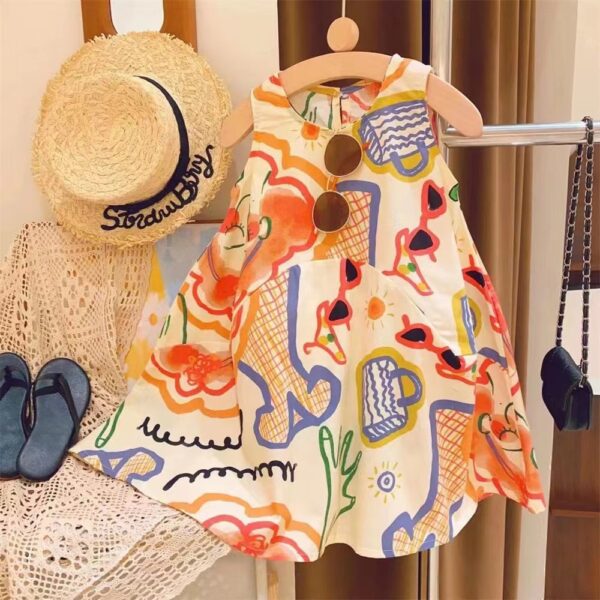 Korean INS Style Cartoon Cotton Poplin Fabric – 100% Cotton Reactive Print for Kidswear & Dresses