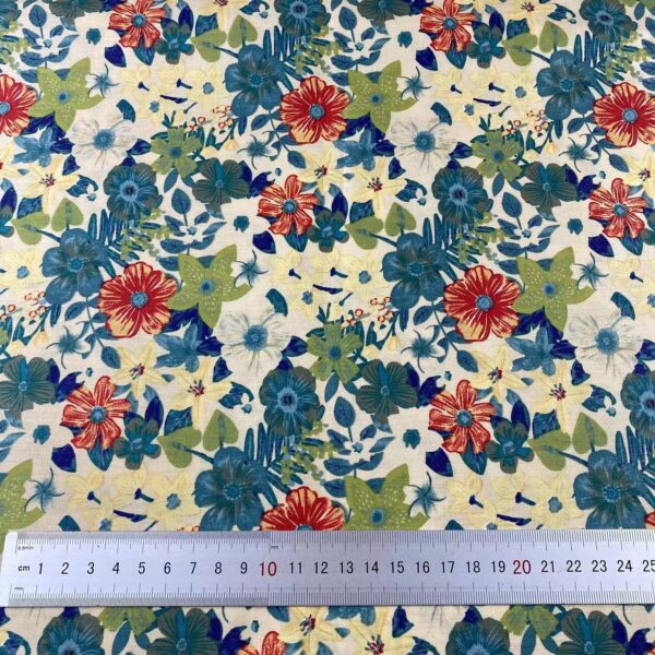 主图-02 100% Cotton Printed Poplin Fabric — Countryside Floral Dress Material