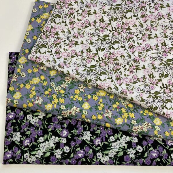 100% Cotton Printed Poplin Fabric — Small Floral Dress Material