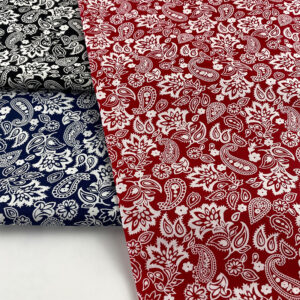 100% Cotton Paisley Printed Poplin Fabric — Soft Lightweight Material for Dress, Bandana & Mask