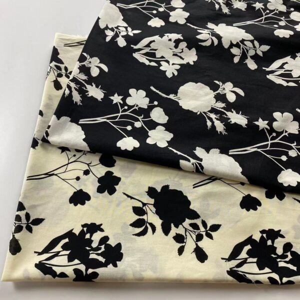 Black and White Cotton Poplin Fabric for Dresses and Pants — Reactive Print
