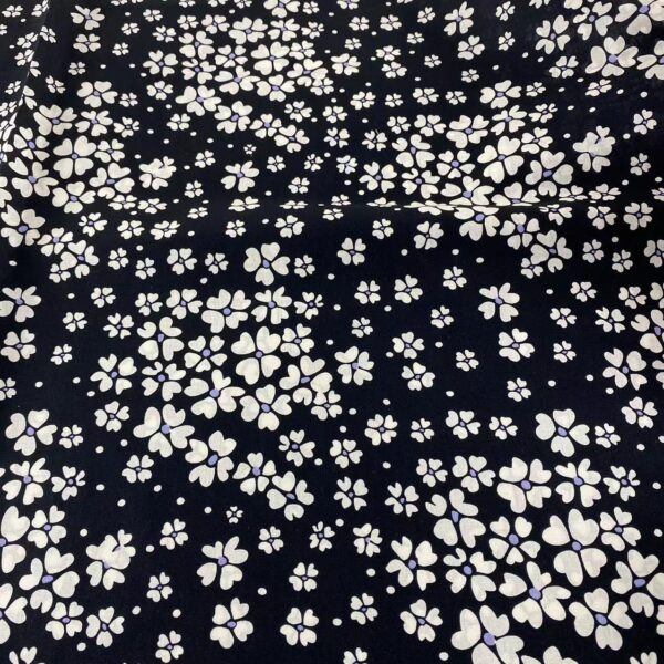 主图-02 100% Cotton Poplin Black & White Small Floral Fabric — Lightweight Apparel Use