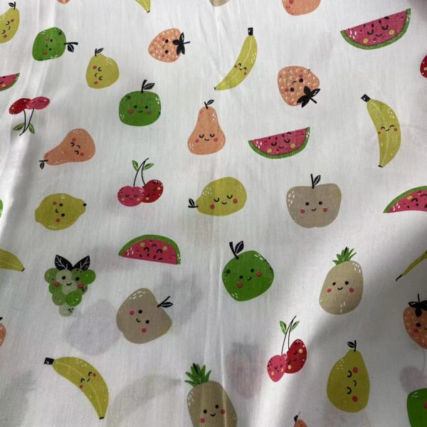 100% Cotton Poplin Fruit Print Fabric — Soft, Breathable & Summer-Ready