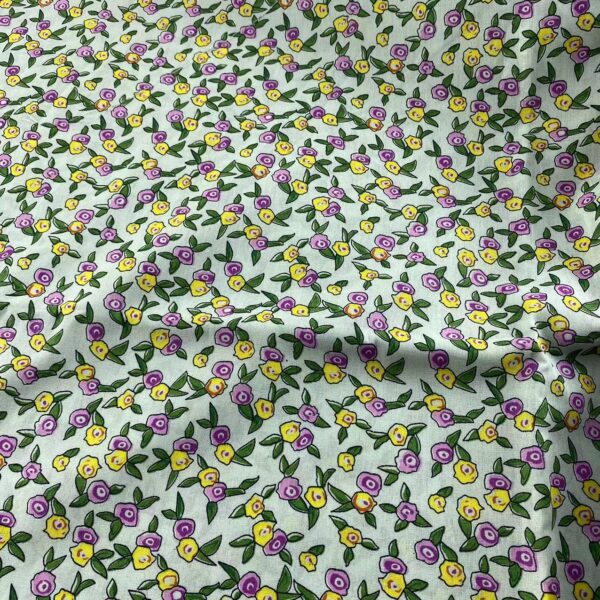 100% Cotton Poplin Small Sprig Floral Print Fabric — Lightweight & Colorfast