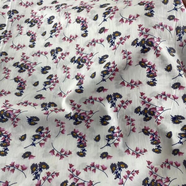 100% Cotton Reactive Printed Floral Fabric — Smooth & Breathable Poplin