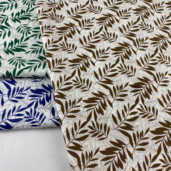 100% Cotton Leaf Print Fabric — Lightweight & Breathable for Summer Apparel