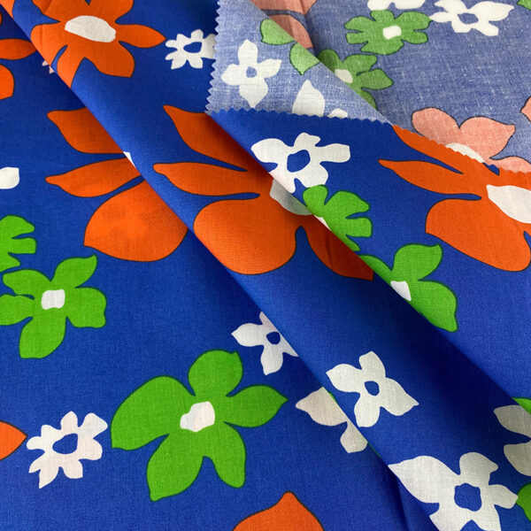 100% Cotton Sunflower Printed Fabric — Lightweight Reactive Print for Dresses & Shirts