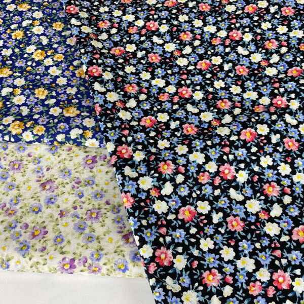 100% Cotton Vintage Oil-Painting Style Printed Fabric — Elegant Reactive Print for Summer Dresses