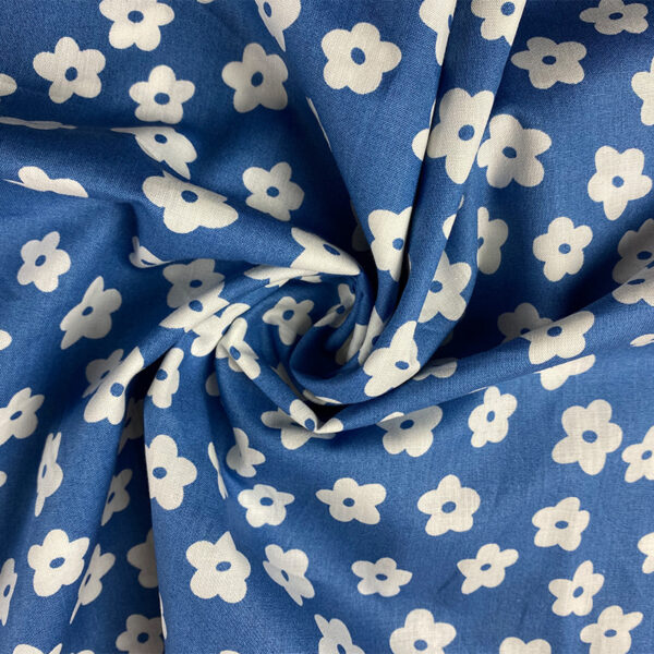 Modern Cartoon Red Floral Cotton Fabric – 100% Cotton Reactive Print for Apparel & DIY Crafts