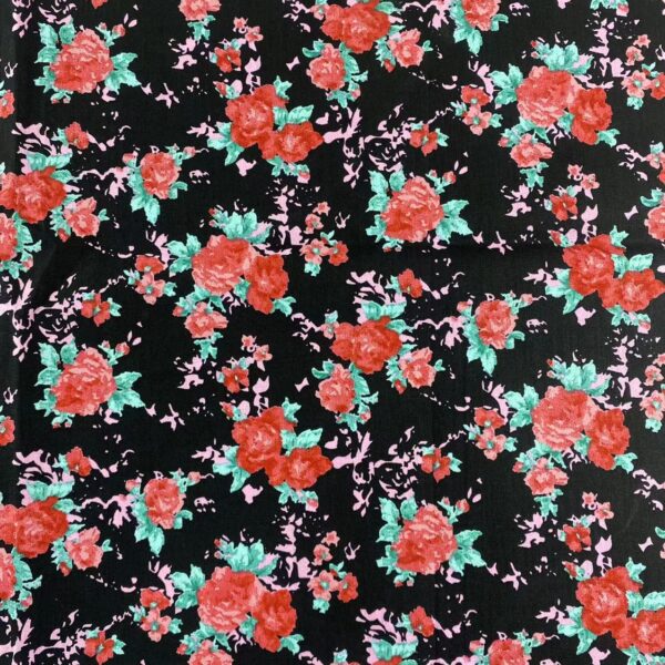 Country Style Small Floral Cotton Fabric – Reactive Printed Plain Weave for DIY & Apparel