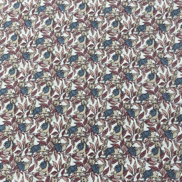 Cotton Cartoon Rabbit Print Fabric – 40s Soft Reactive Print for Kidswear & Pajamas