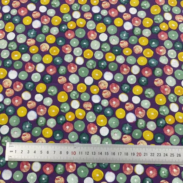 100% Cotton Poplin Printed Fabric – Colorful Polka Dots for Kids & Women’s Dresses, Loungewear, and DIY Projects