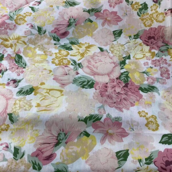 Large Floral Print Cotton Poplin Fabric – 100% Cotton for Dresses & Kidswear