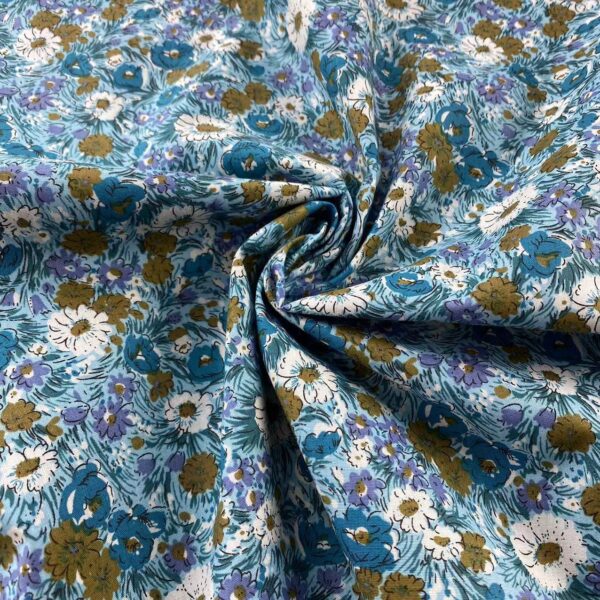 Lightweight Printed Cotton Poplin Fabric for DIY Clothing — Vintage Pastoral Floral Style