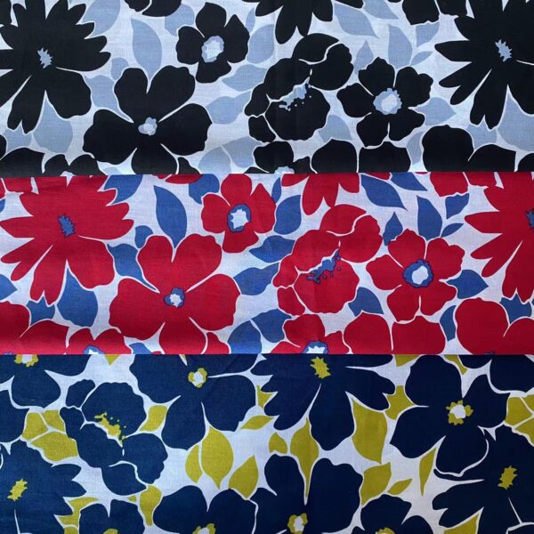 Large Floral Cotton Poplin Fabric for Dresses & Home Décor