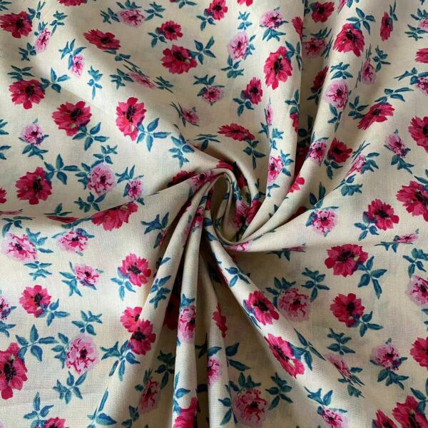 100% Cotton Poplin Small Floral Printed Fabric — Soft Summer Apparel Use