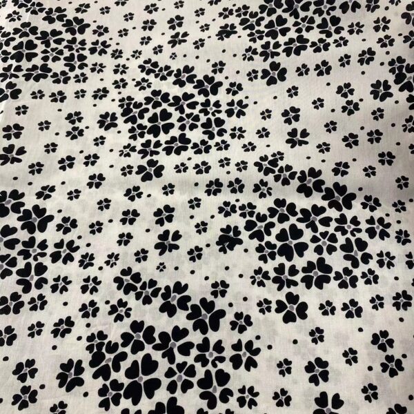 主图-03 100% Cotton Poplin Black & White Small Floral Fabric — Lightweight Apparel Use