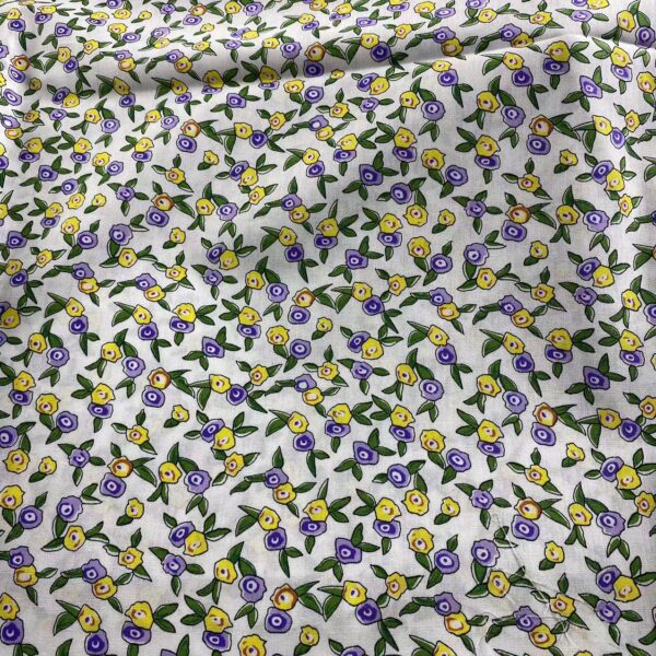 100% Cotton Poplin Small Sprig Floral Print Fabric — Lightweight & Colorfast
