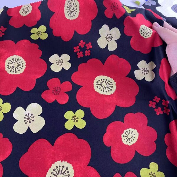 Lightweight Cotton Poplin Printed Fabric — Soft Reactive-Dyed Material for Apparel Production