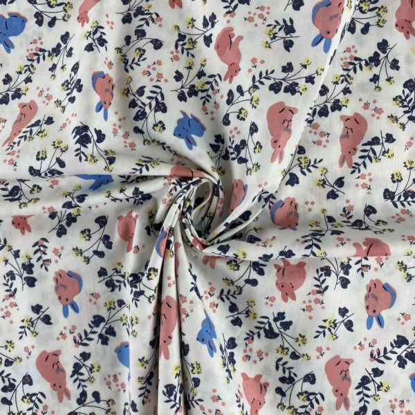 100% Cotton Reactive Printed Floral Fabric — Soft, Lightweight & DIY-Friendly