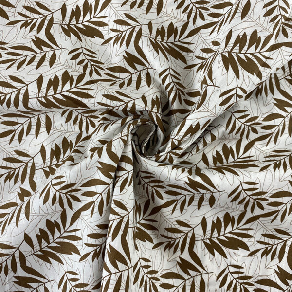 100% Cotton Leaf Print Fabric — Lightweight & Breathable for Summer Apparel