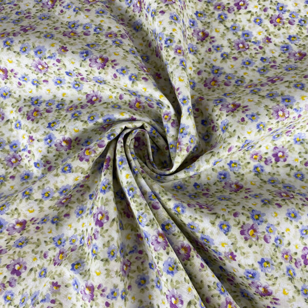 100% Cotton Vintage Oil-Painting Style Printed Fabric — Elegant Reactive Print for Summer Dresses