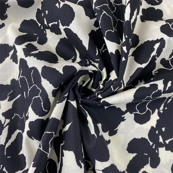 主图-03 Retro Hepburn Style Peony Cotton Print Fabric – 40s Reactive Dyed Cotton Skirt Material