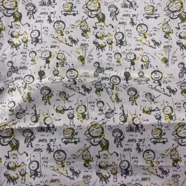 Cotton Poplin Cartoon Ant Print Fabric – Kidswear & Women’s Dresses