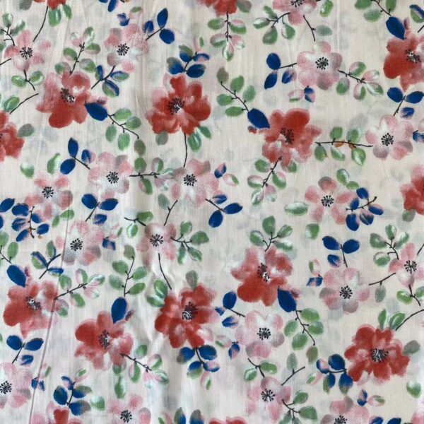 Vintage Floral Cotton Poplin Fabric – 100% Cotton Reactive Print for Dressmaking