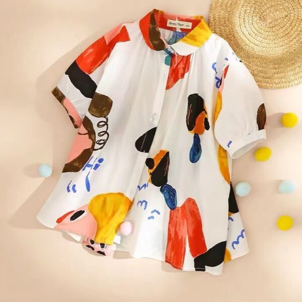 Cartoon Face Print Cotton Poplin Fabric – For Kids’ Clothing, Dresses & Pants