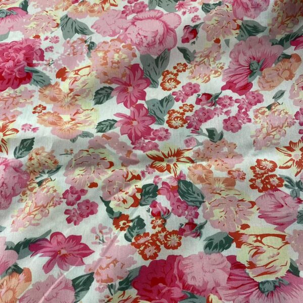 Large Floral Print Cotton Poplin Fabric – 100% Cotton for Dresses & Kidswear