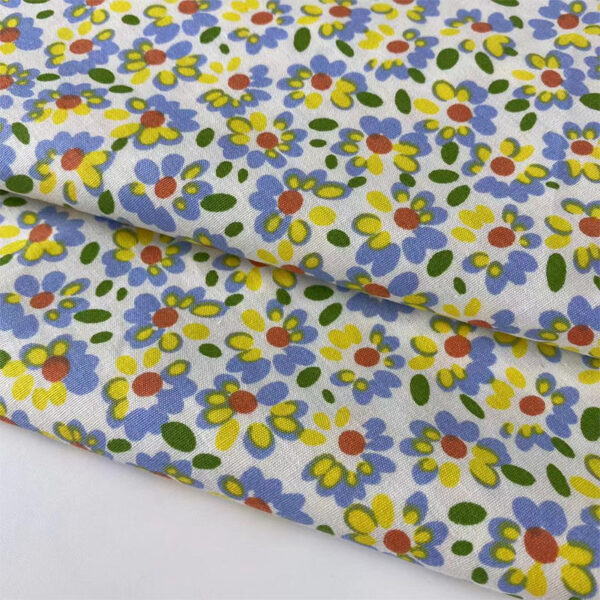 Korean Style Small Floral Printed Combed Cotton Fabric – 40s Poplin for Dresses & Shirts