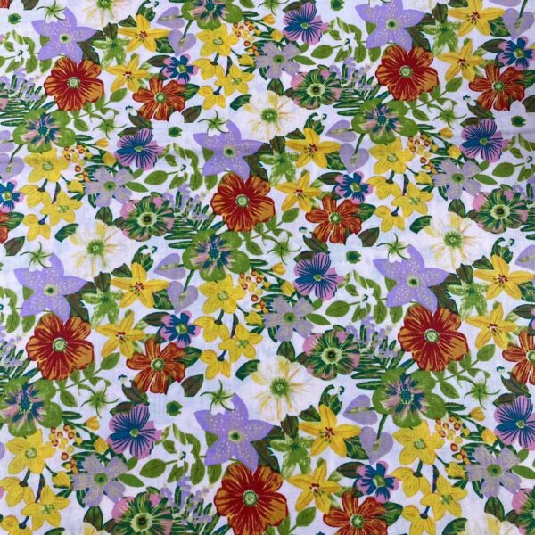 主图-04 100% Cotton Printed Poplin Fabric — Countryside Floral Dress Material