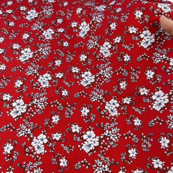 Country-Style Cotton Poplin Fabric — Mini Floral Print Material