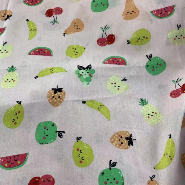 100% Cotton Poplin Fruit Print Fabric — Soft, Breathable & Summer-Ready