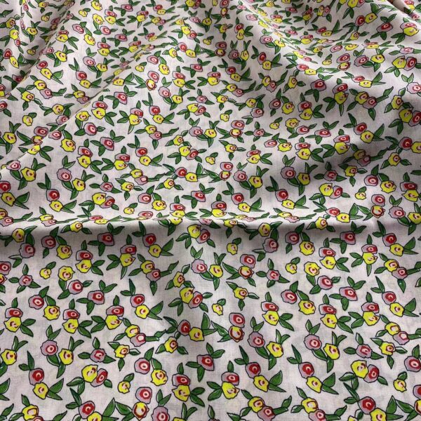 100% Cotton Poplin Small Sprig Floral Print Fabric — Lightweight & Colorfast