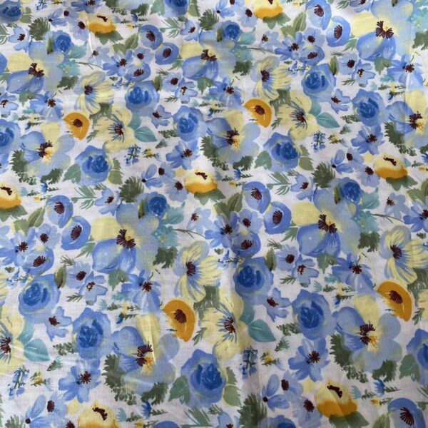 Small Floral Cotton Poplin Fabric – 100% Cotton Reactive Print for Dresses, Kidswear & Summer Pants