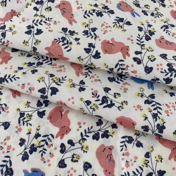 100% Cotton Reactive Printed Floral Fabric — Soft, Lightweight & DIY-Friendly