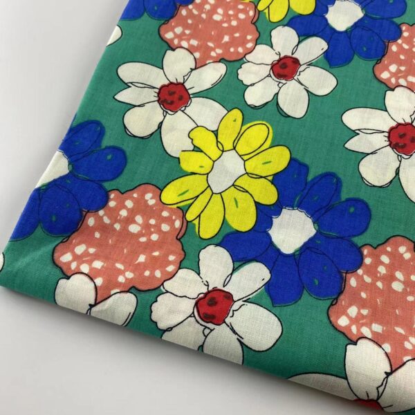 100% Cotton Reactive Printed Sunflower Fabric — Soft, Durable & Vibrant