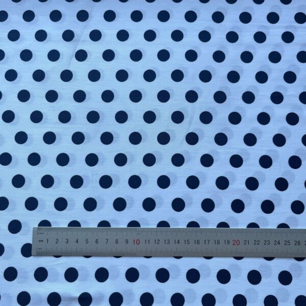 Stretch Cotton Poplin Fabric with 1.5cm Polka Dots — Reactive Printed Cloth for Shirts & DIY Crafts