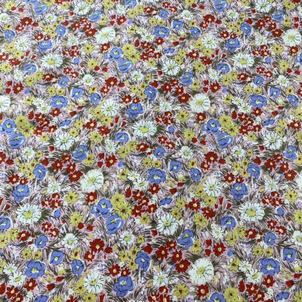 Lightweight Printed Cotton Poplin Fabric for DIY Clothing — Vintage Pastoral Floral Style
