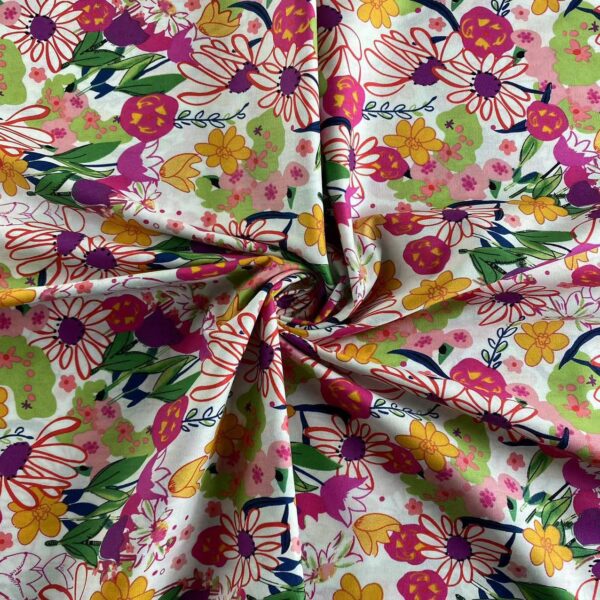 100% Cotton Poplin Spring Summer Floral Fabric — Light Apparel Use