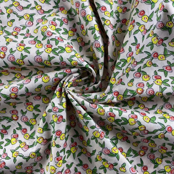 100% Cotton Poplin Small Sprig Floral Print Fabric — Lightweight & Colorfast