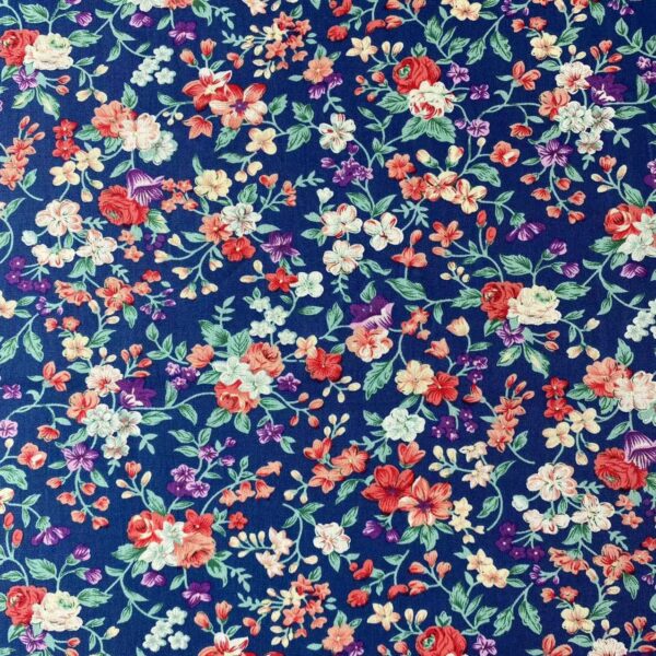 100% Cotton Reactive Printed Summer Fabric — Soft, Lightweight & Japanese Style Floral