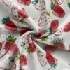 Cotton Strawberry Print Fabric for Dresses – 100% Cotton Poplin with Reactive Printing